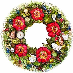 Wild Rose and Shell Wreath